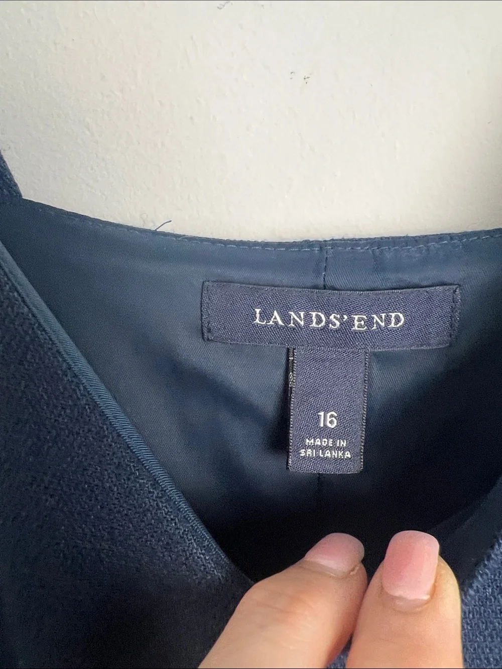 Lands' End Size 16 Navy Blue Linen Blend Sleeveless A-Line Minimalist Dress